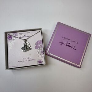 Hallmark Stainless Steel Dog Mom Silver Heart Dangle Pendant Necklace New